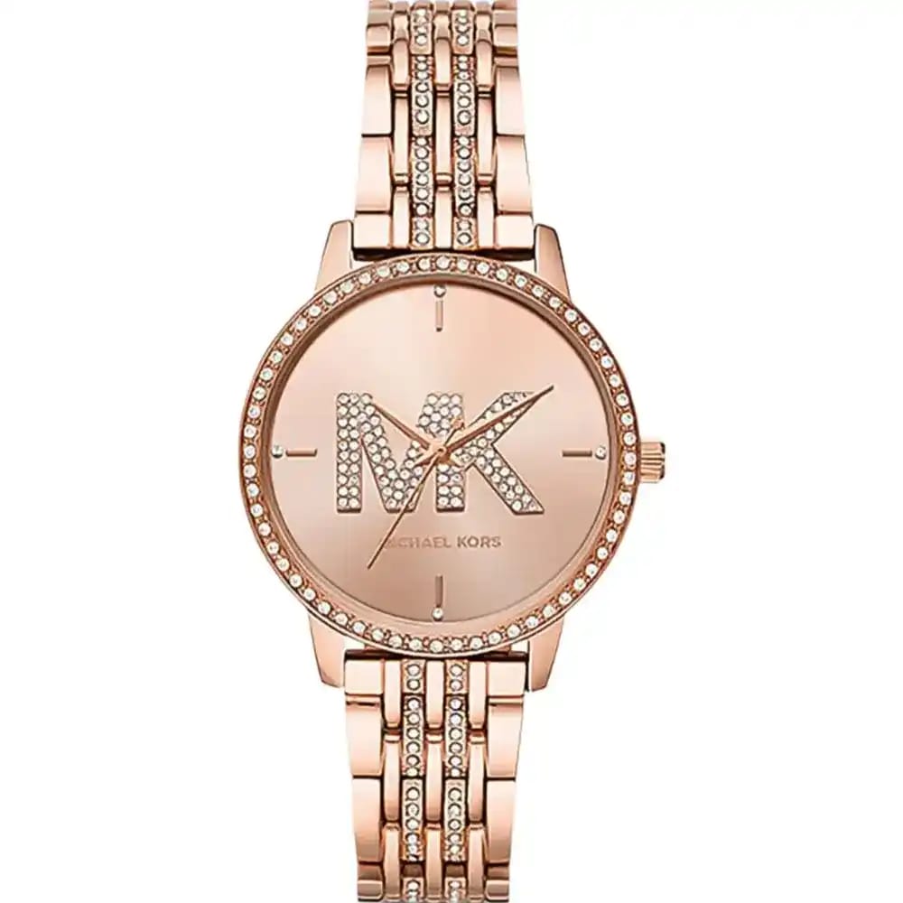 Michael Kors MK4372 Women’s Rose Gold Dial Rose Gold Stainless Steel Crystal MK Logo Watch