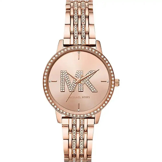 Michael Kors MK4372 Women’s Rose Gold Dial Rose Gold Stainless Steel Crystal MK Logo Watch
