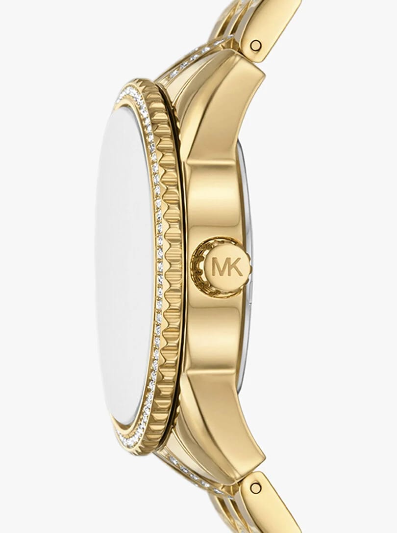 Michael Kors MK4371 Women’s Gold Dial Gold Stainless Steel Crystal MK Logo Watch