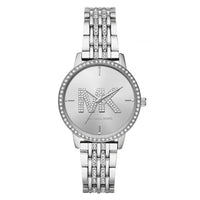 Michael Kors MK4370 Women’s Silver Dial Silver Stainless Steel Crystal MK Logo Watch