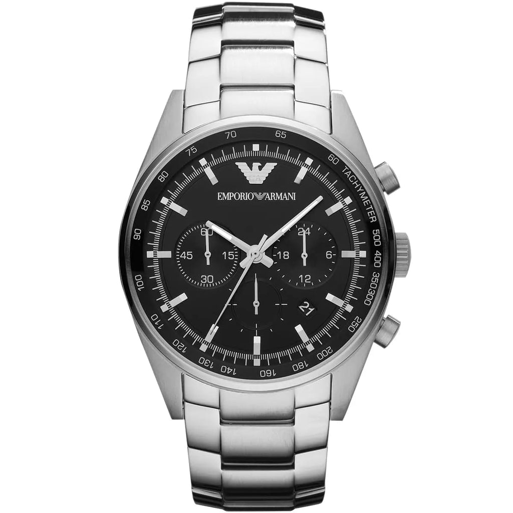 Emporio Armani AR5980 Men’s Black Dial Stainless Steel Tazio Large Chronograph Watch