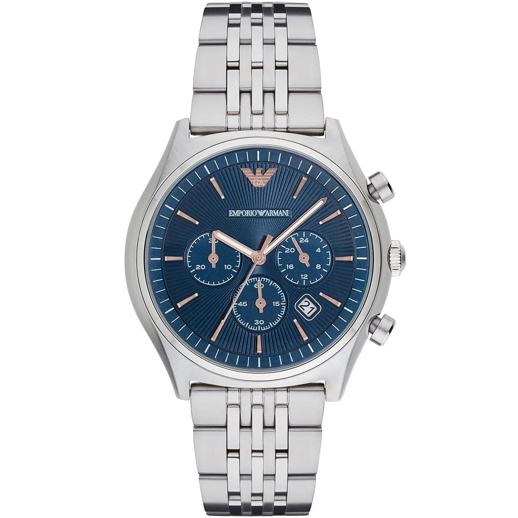 Emporio Armani AR1974 Men’s Blue Dial Stainless Steel Zeta Chronograph Watch