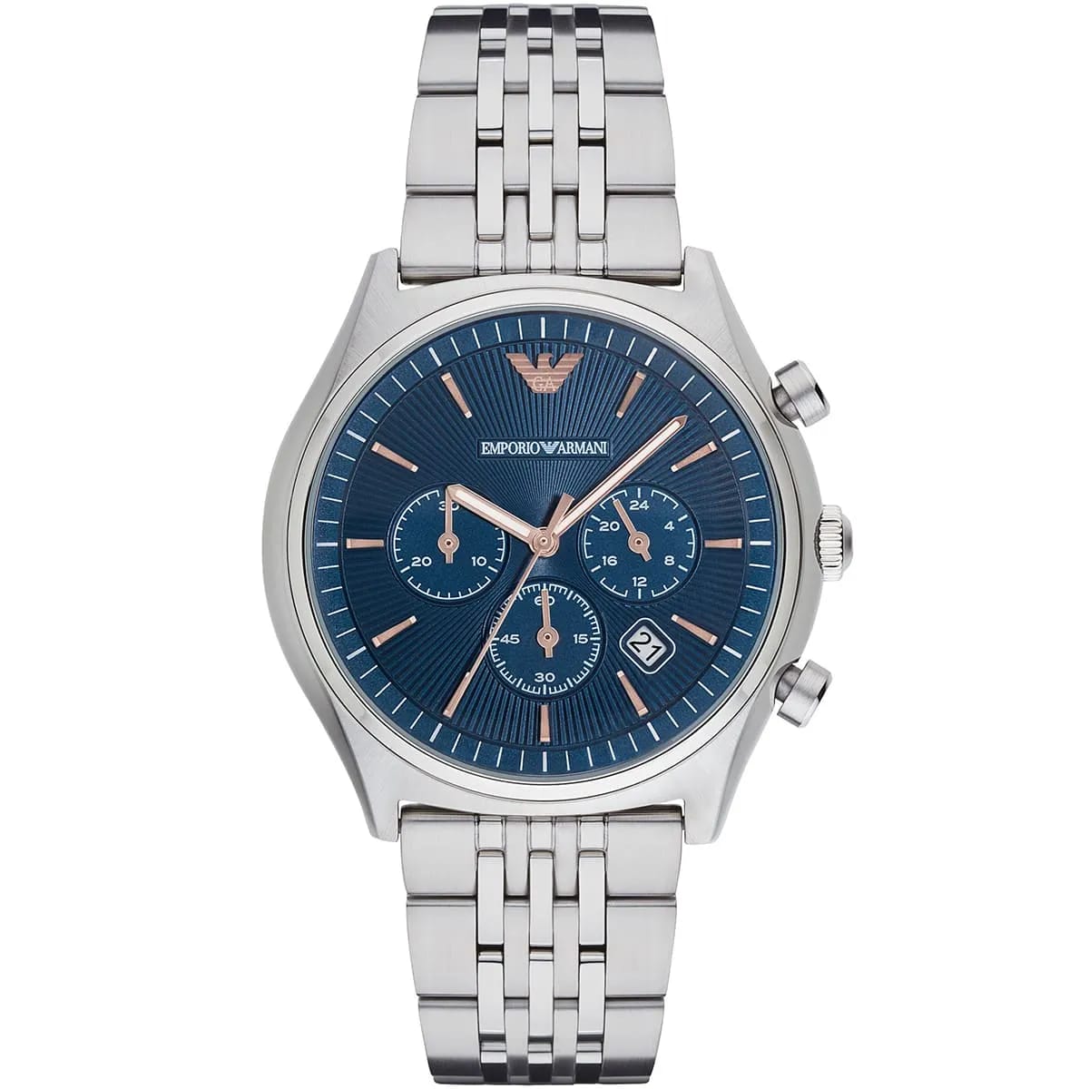 Emporio Armani AR1974 Men’s Blue Dial Stainless Steel Zeta Chronograph Watch