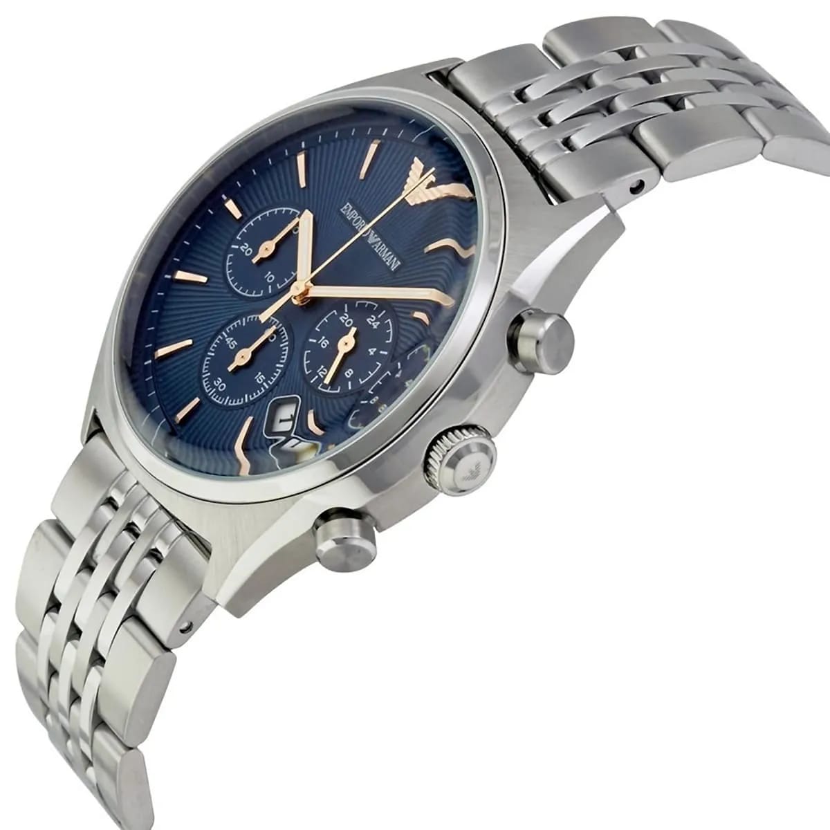 Emporio Armani AR1974 Men’s Blue Dial Stainless Steel Zeta Chronograph Watch