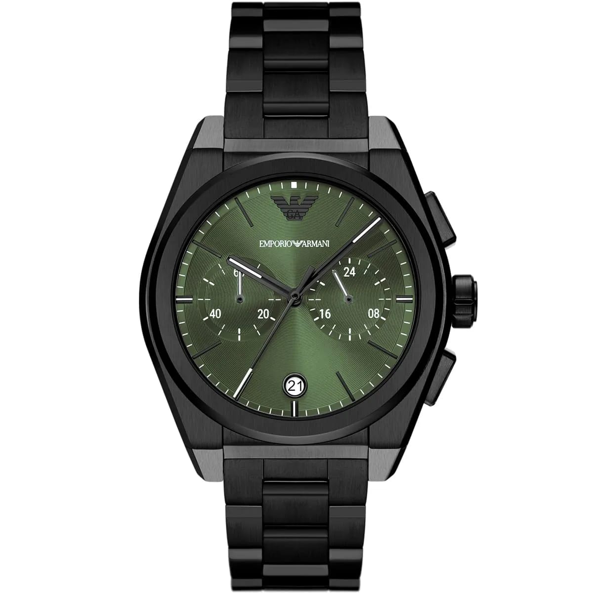 Emporio Armani AR11562 Men’s Green Dial Black Stainless Steel Federico Chronograph Watch