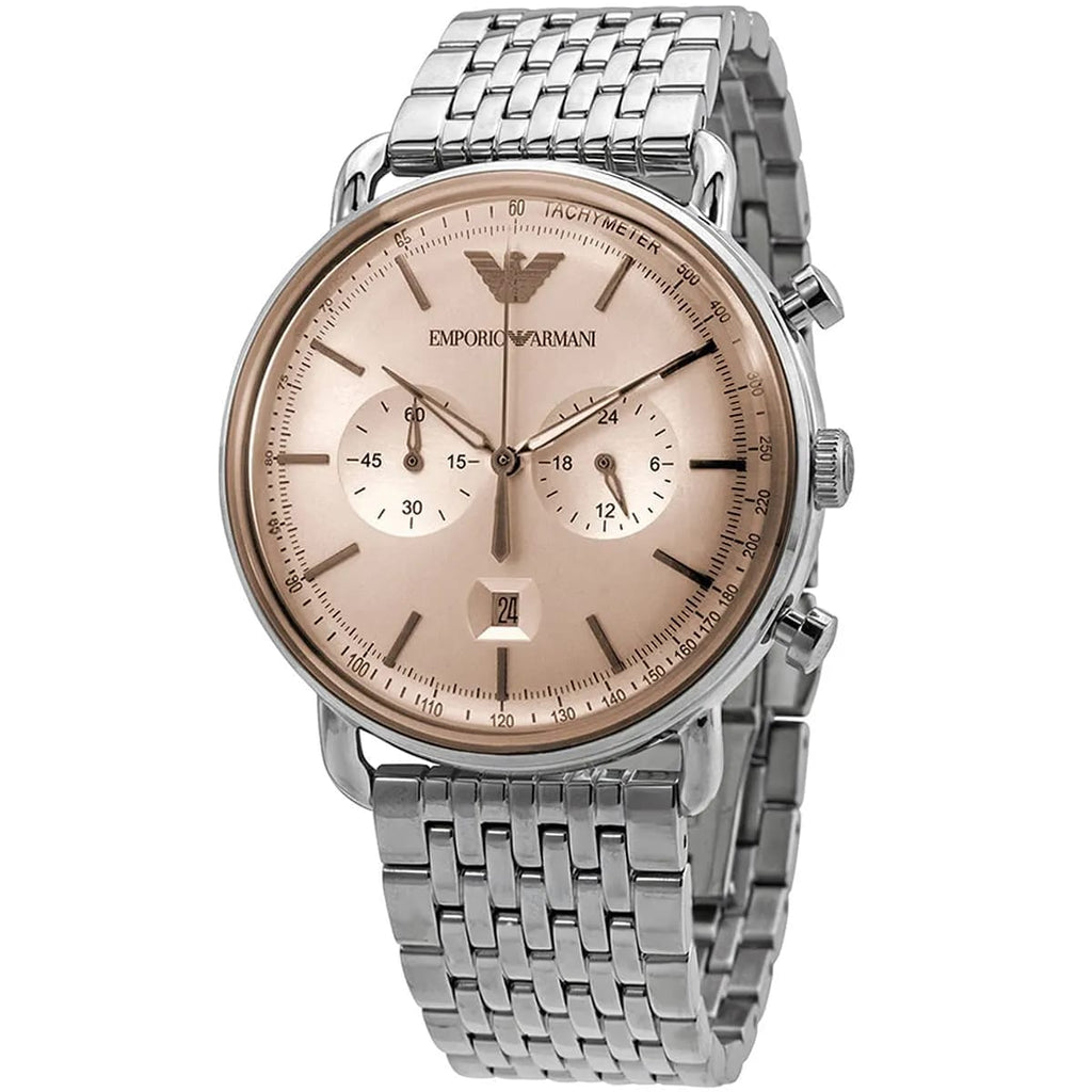 Emporio Armani AR11239 Men’s Champagne Dial Stainless Steel Aviator Watch