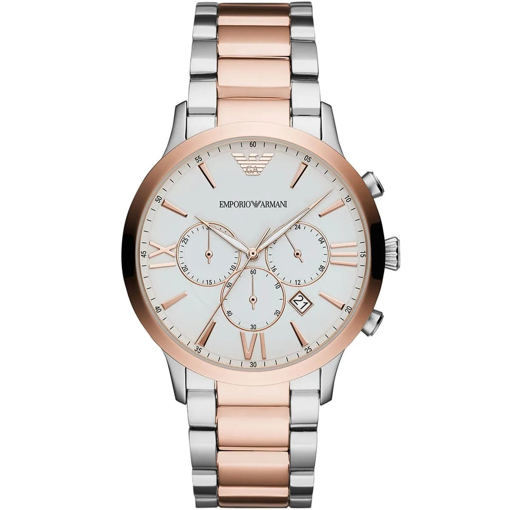 Emporio Armani AR11209 Men’s White Dial Two-Tone Stainless Steel Giovanni Watch