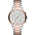 Emporio Armani AR11209 Men’s White Dial Two-Tone Stainless Steel Giovanni Watch