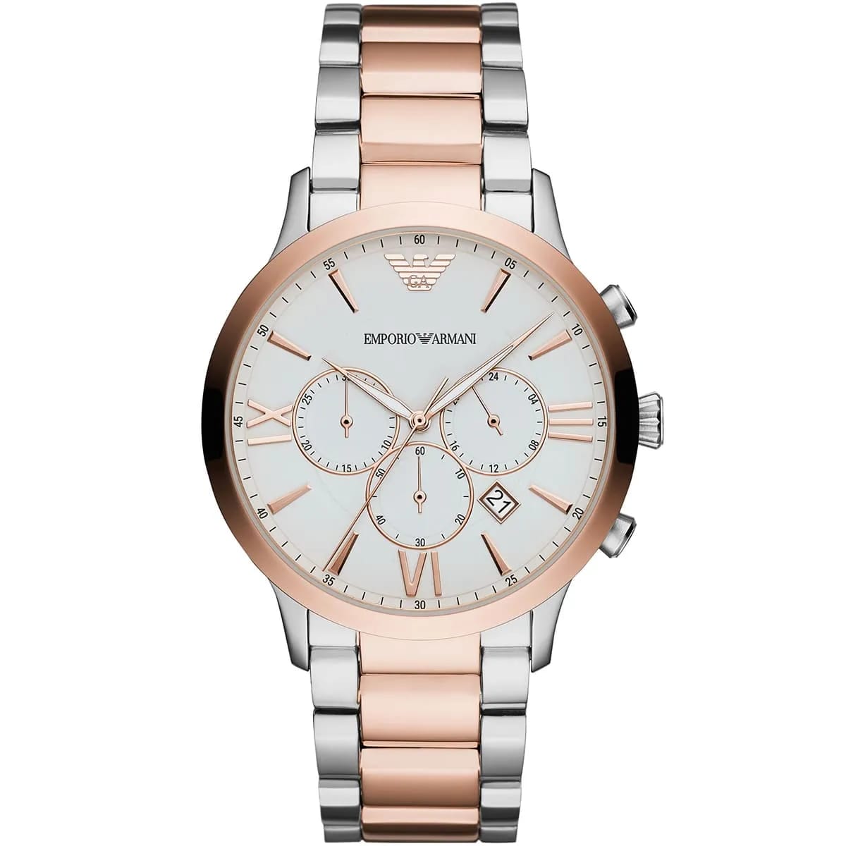 Emporio Armani AR11209 Men’s White Dial Two-Tone Stainless Steel Giovanni Watch