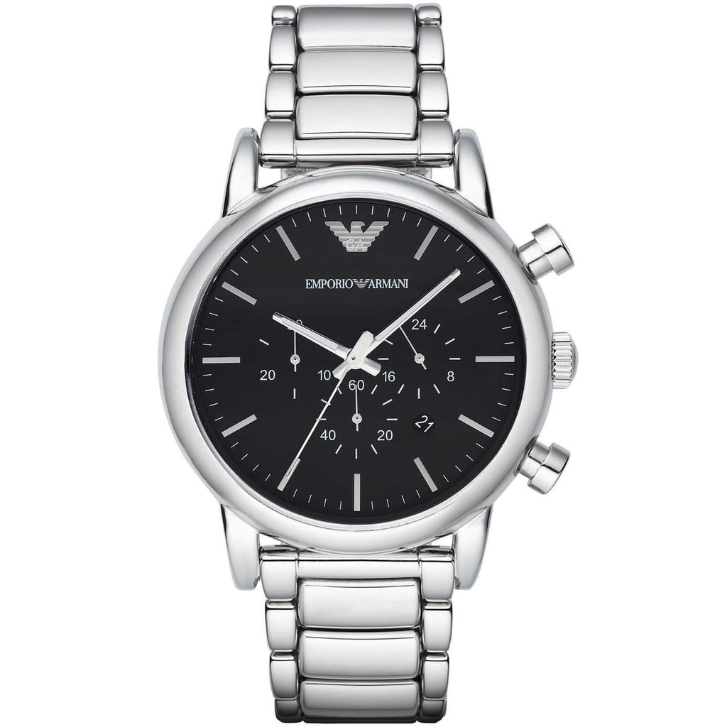 Emporio Armani AR1894 Men’s Black Dial Stainless Steel Luigi Chronograph Watch