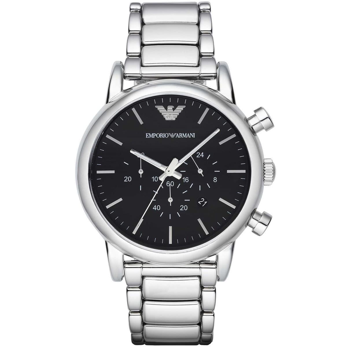 Emporio Armani AR1894 Men’s Black Dial Stainless Steel Luigi Chronograph Watch