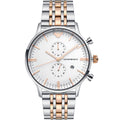 Emporio Armani AR0399 Men’s Silver Dial Two-Tone Stainless Steel Gianni Chronograph Watch