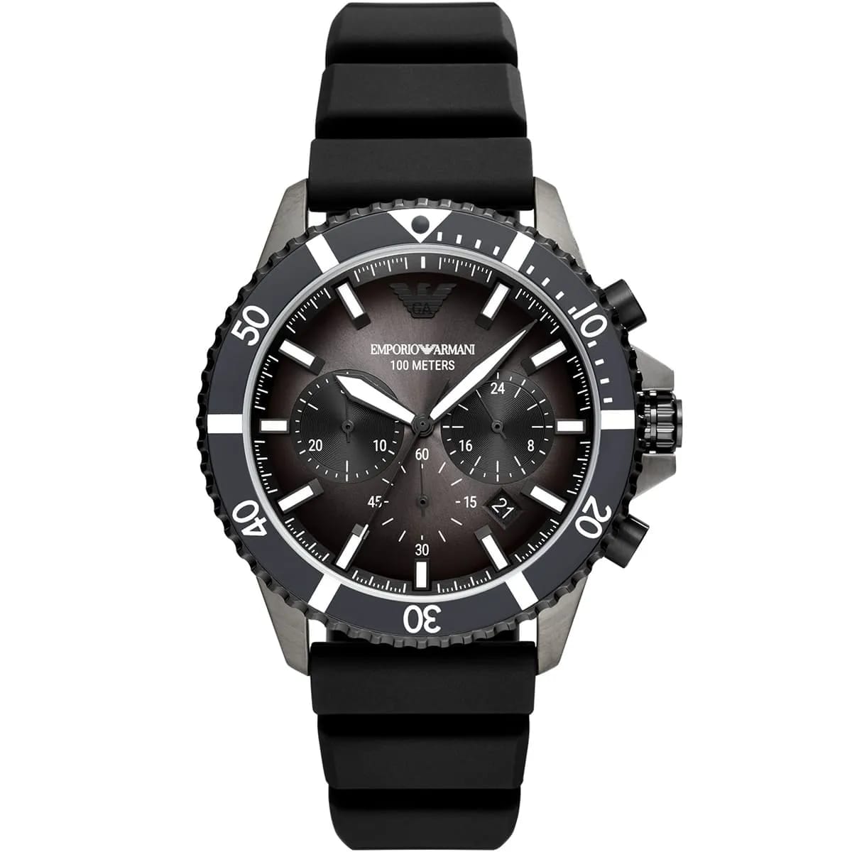 Emporio Armani AR11515 Men’s Black Dial Silicone Strap Diver Chronograph Watch