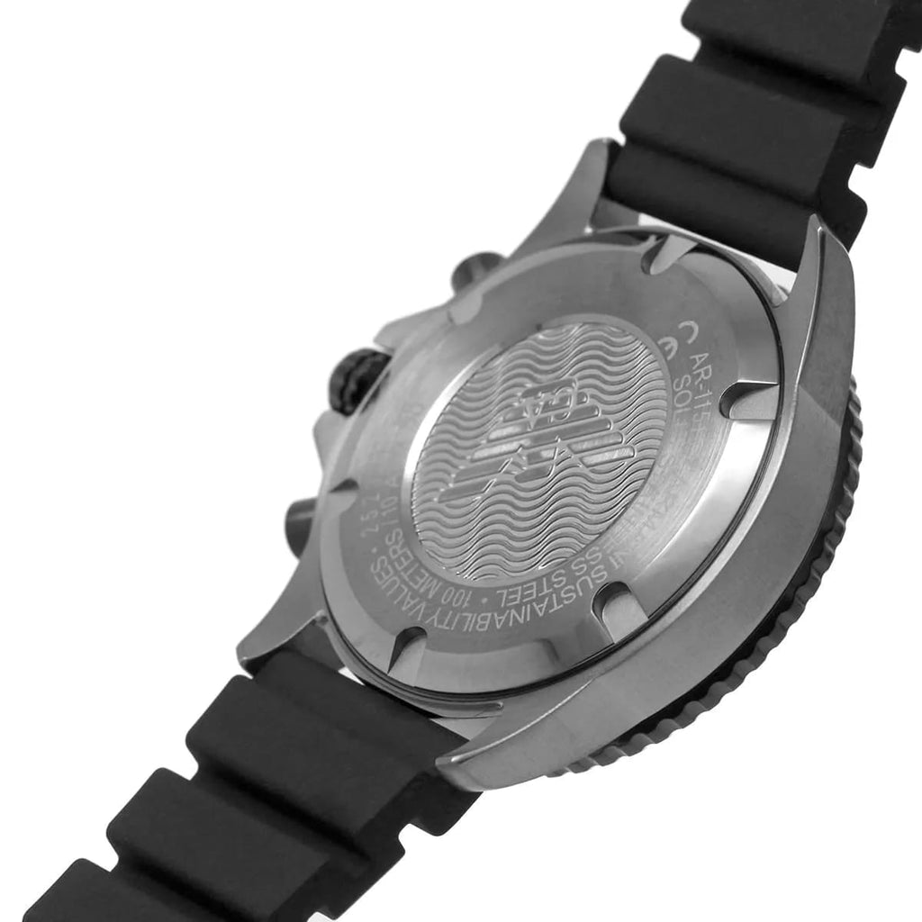 Emporio Armani AR11515 Men’s Black Dial Silicone Strap Diver Chronograph Watch