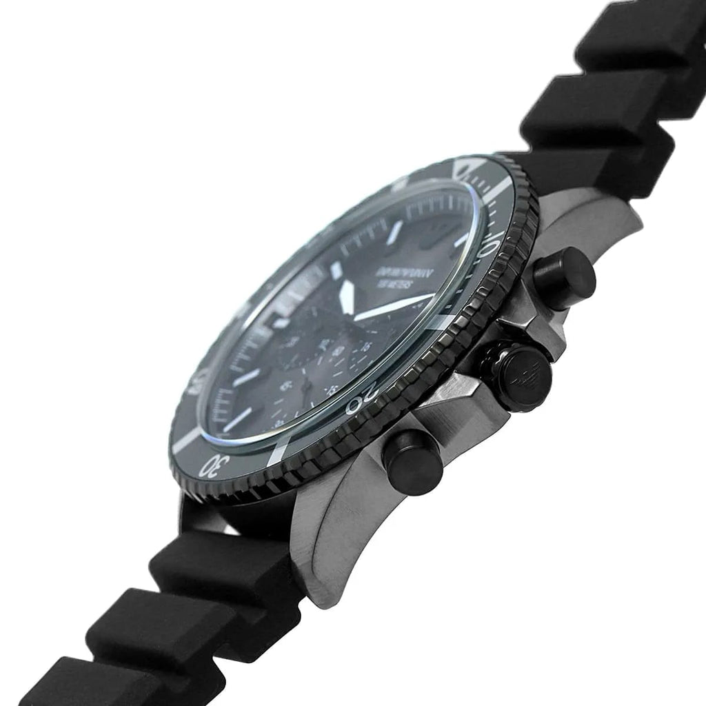 Emporio Armani AR11515 Men’s Black Dial Silicone Strap Diver Chronograph Watch