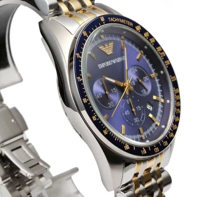 Emporio Armani AR6088 Men’s Blue Dial Two-Tone Stainless Steel Chronograph Watch