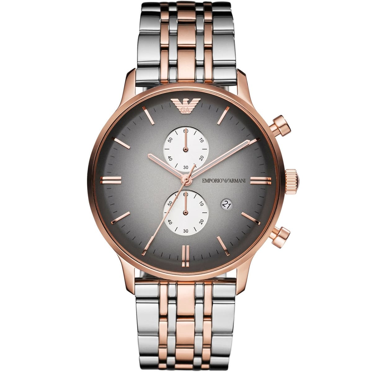 Emporio Armani AR1721 Men’s Grey Dial Two-Tone Stainless Steel Chronograph Watch