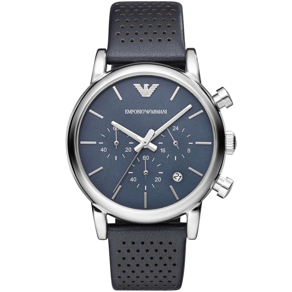 Emporio Armani AR1736 Men’s Blue Dial Blue Leather Chronograph Watch