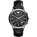 Emporio Armani AR2447 Men’s Black Dial Black Leather Chronograph Watch