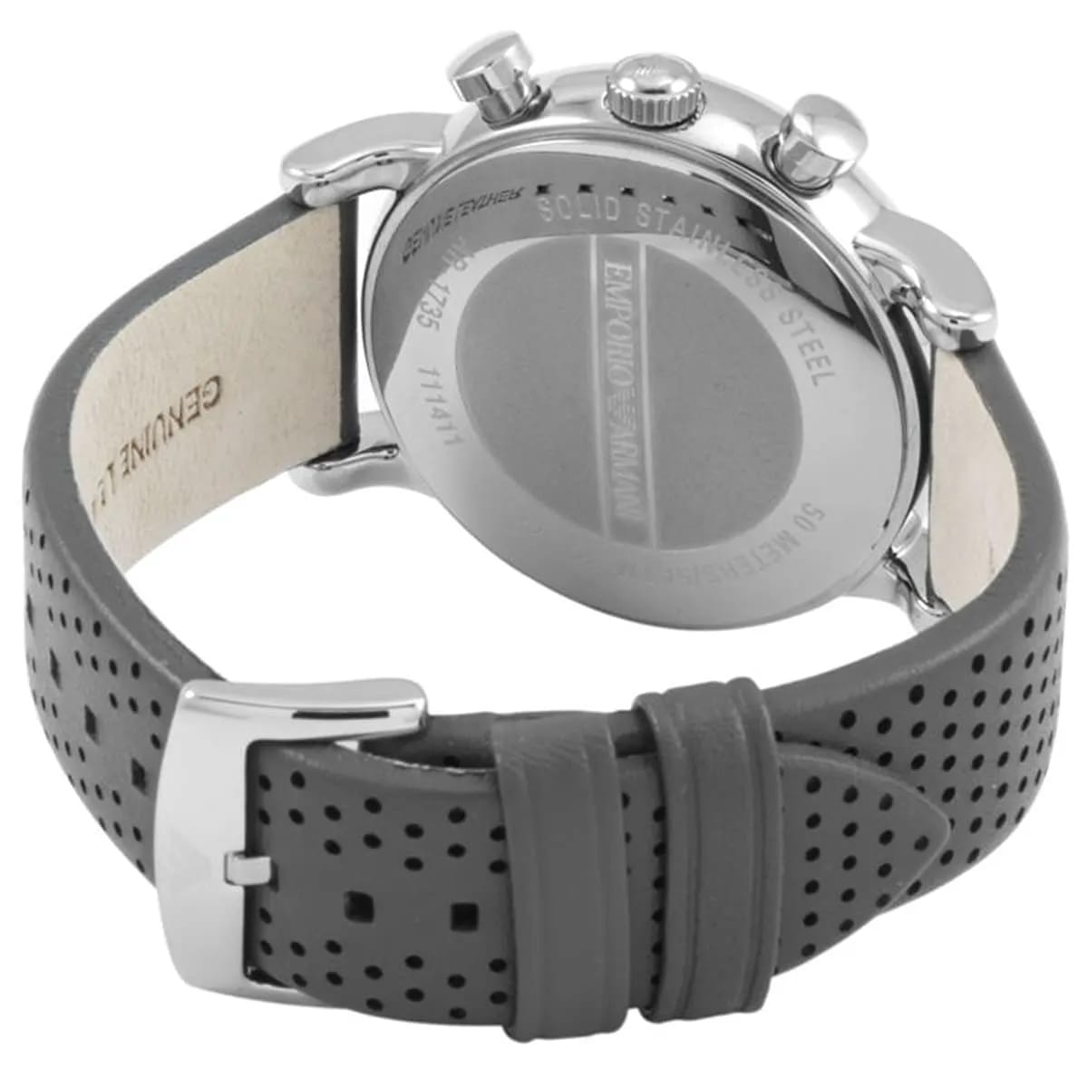 Emporio Armani AR1735 Men’s Grey Dial Grey Leather Chronograph Watch