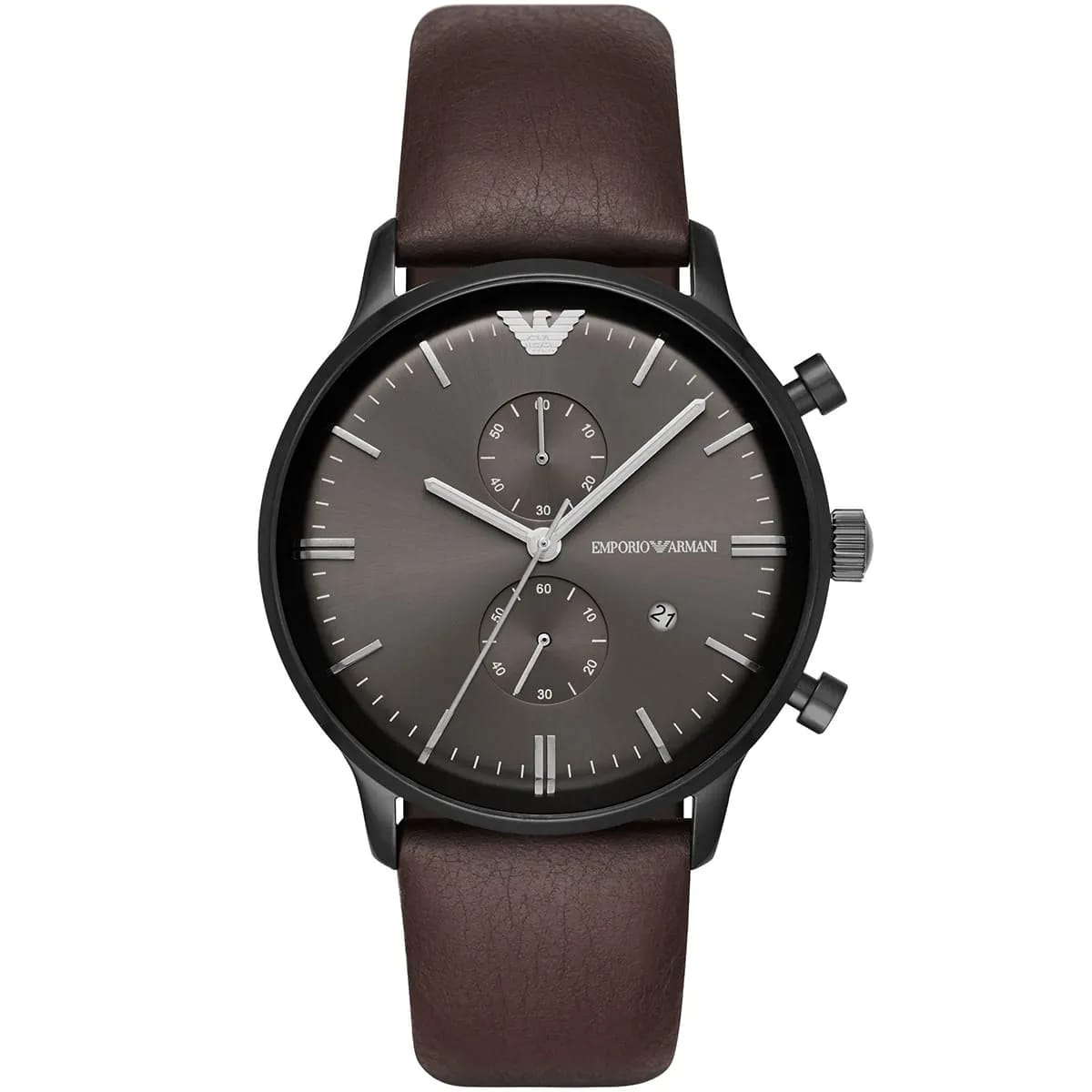 Emporio Armani AR1932 Men’s Grey Dial Brown Leather Chronograph Watch
