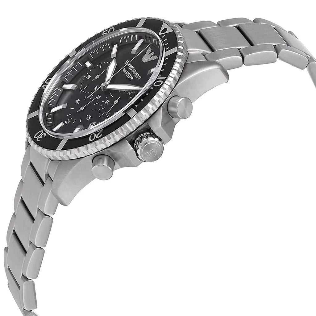 Emporio Armani AR11360 Diver Chronograph Black Dial Silver Stainless Steel Men's Watch