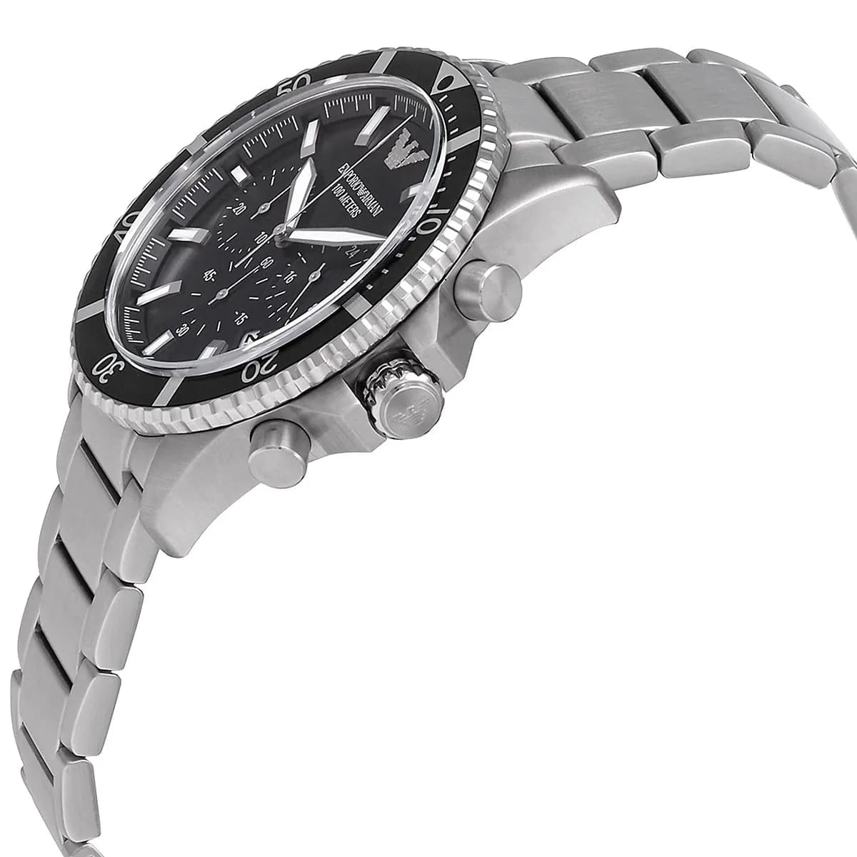 Emporio Armani AR11360 Diver Chronograph Black Dial Silver Stainless Steel Men's Watch