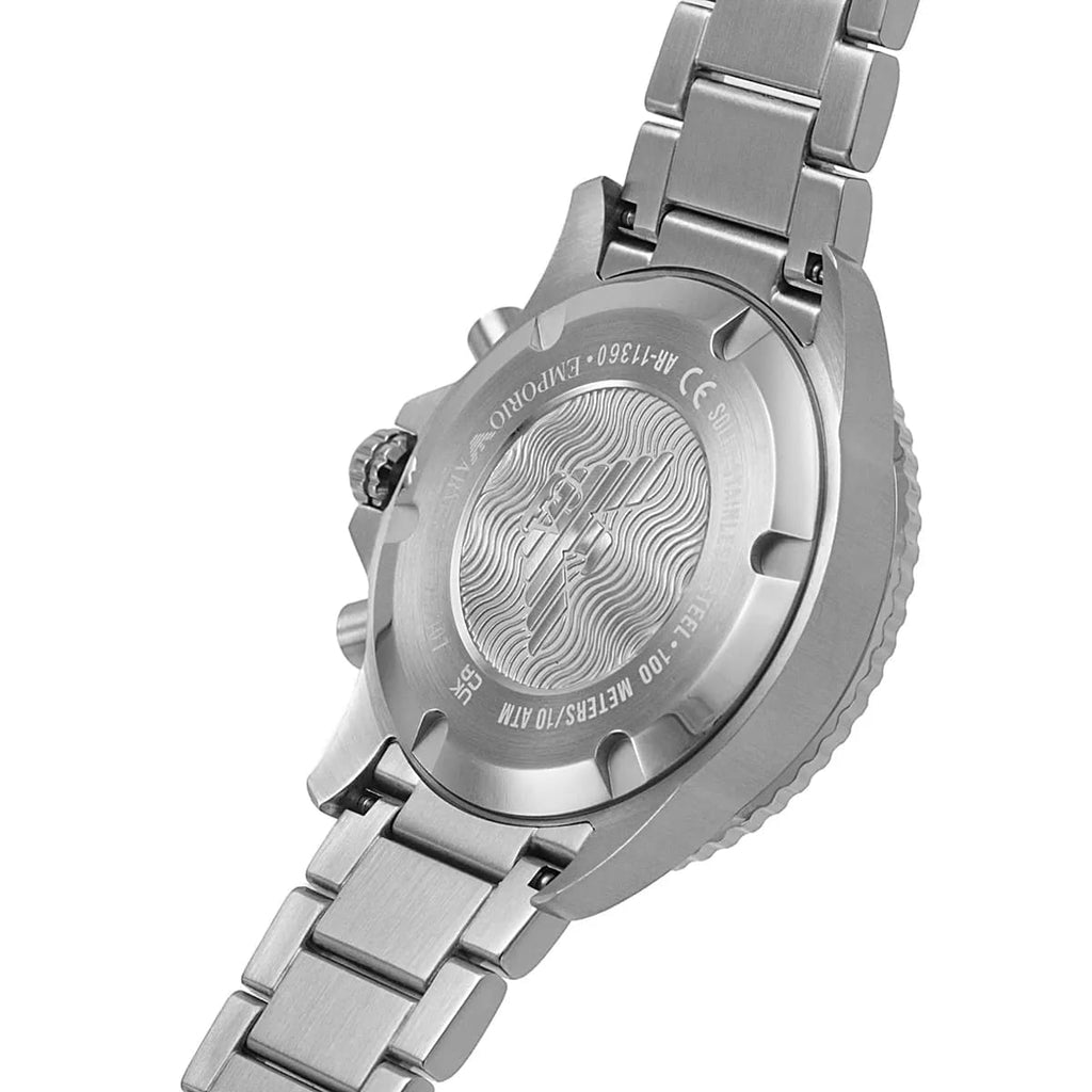 Emporio Armani AR11360 Diver Chronograph Black Dial Silver Stainless Steel Men's Watch