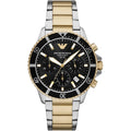 Emporio Armani World Explorer AR11680 Men's Solar Chronograph Black Dial Two-Tone Luxury Watch