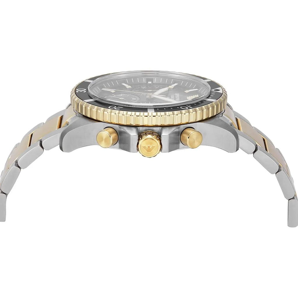 Emporio Armani World Explorer AR11680 Men's Solar Chronograph Black Dial Two-Tone Luxury Watch
