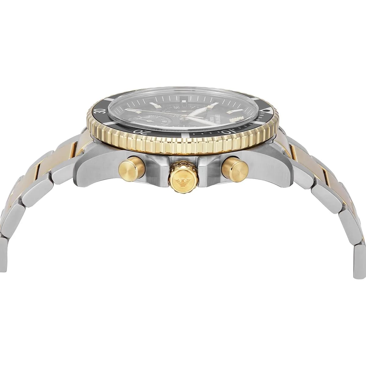 Emporio Armani World Explorer AR11680 Men's Solar Chronograph Black Dial Two-Tone Luxury Watch