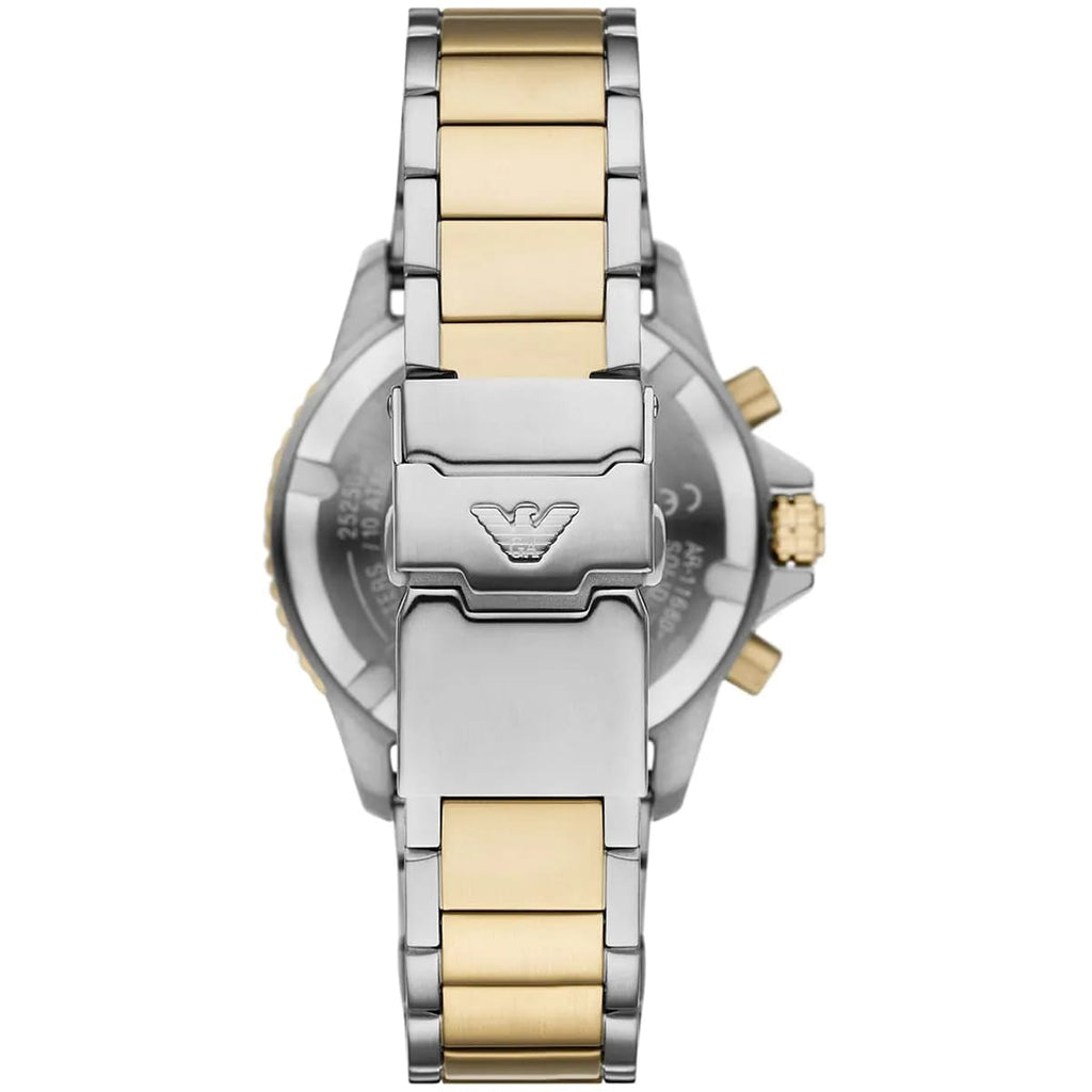 Emporio Armani World Explorer AR11680 Men's Solar Chronograph Black Dial Two-Tone Luxury Watch