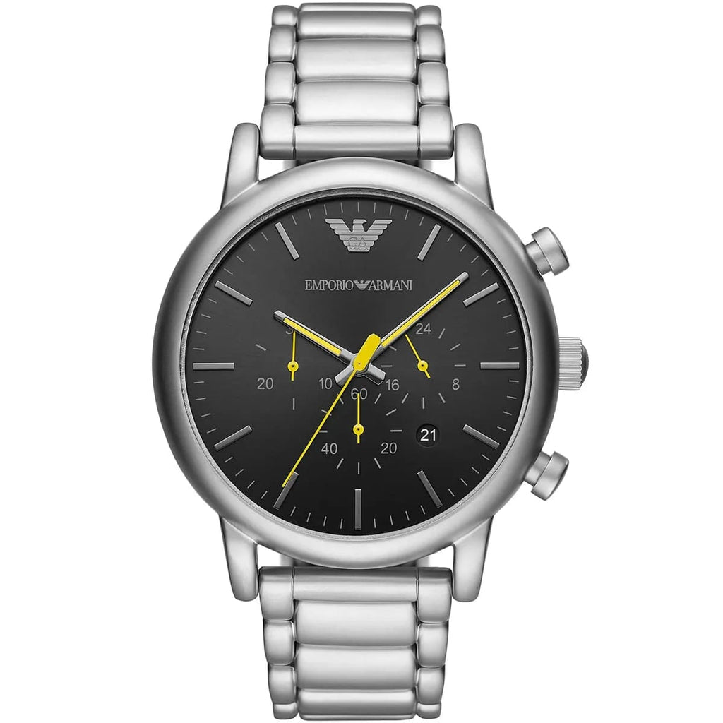 Emporio Armani AR11324 Men’s Black Dial Silver Stainless Steel Chronograph Watch