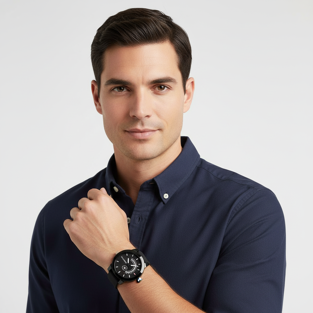 Tommy Hilfiger Brooklyn 1791483 Multi-Function Black Dial Men's Black Rubber Watch