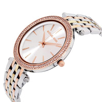 Michael Kors Darci MK3203 Tri-Tone Watch with Crystal Bezel and Silver Dial