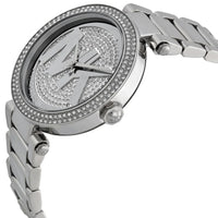 Michael Kors Parker MK5925 Silver Watch with Pavé Crystal MK Logo Dial