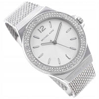 Michael Kors Lennox MK7337 Silver-Tone Watch with Mesh Bracelet and Crystal Bezel