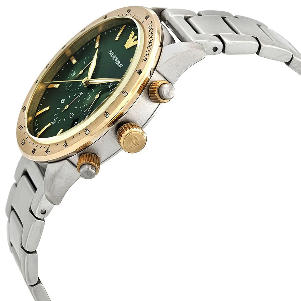 Emporio Armani Mario AR11454 Green Dial Gold Bezel Watch