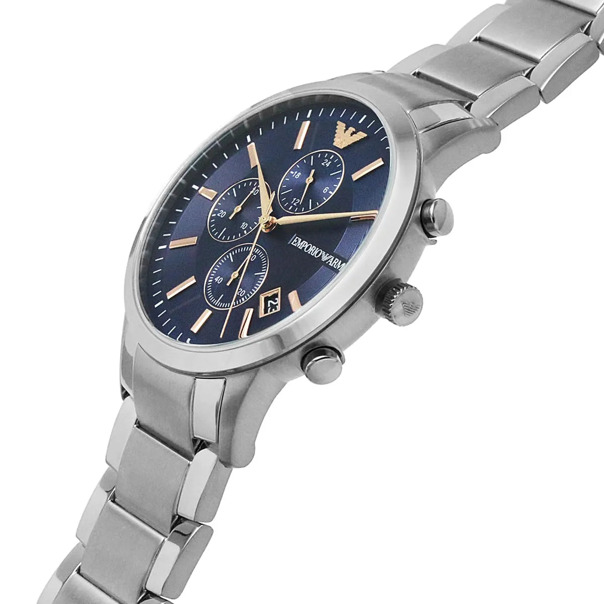 Emporio Armani Renato AR11458 Blue Dial Rose Gold Accents Watch