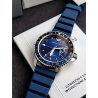 Emporio Armani AR11592 Blue Dial GMT Diver 100M Rubber Strap Watch