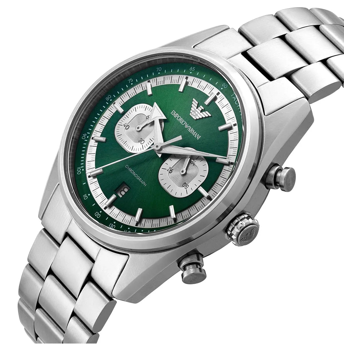 Emporio Armani Racer AR11637 Silver-Tone Green Dial Metal Men's Watch