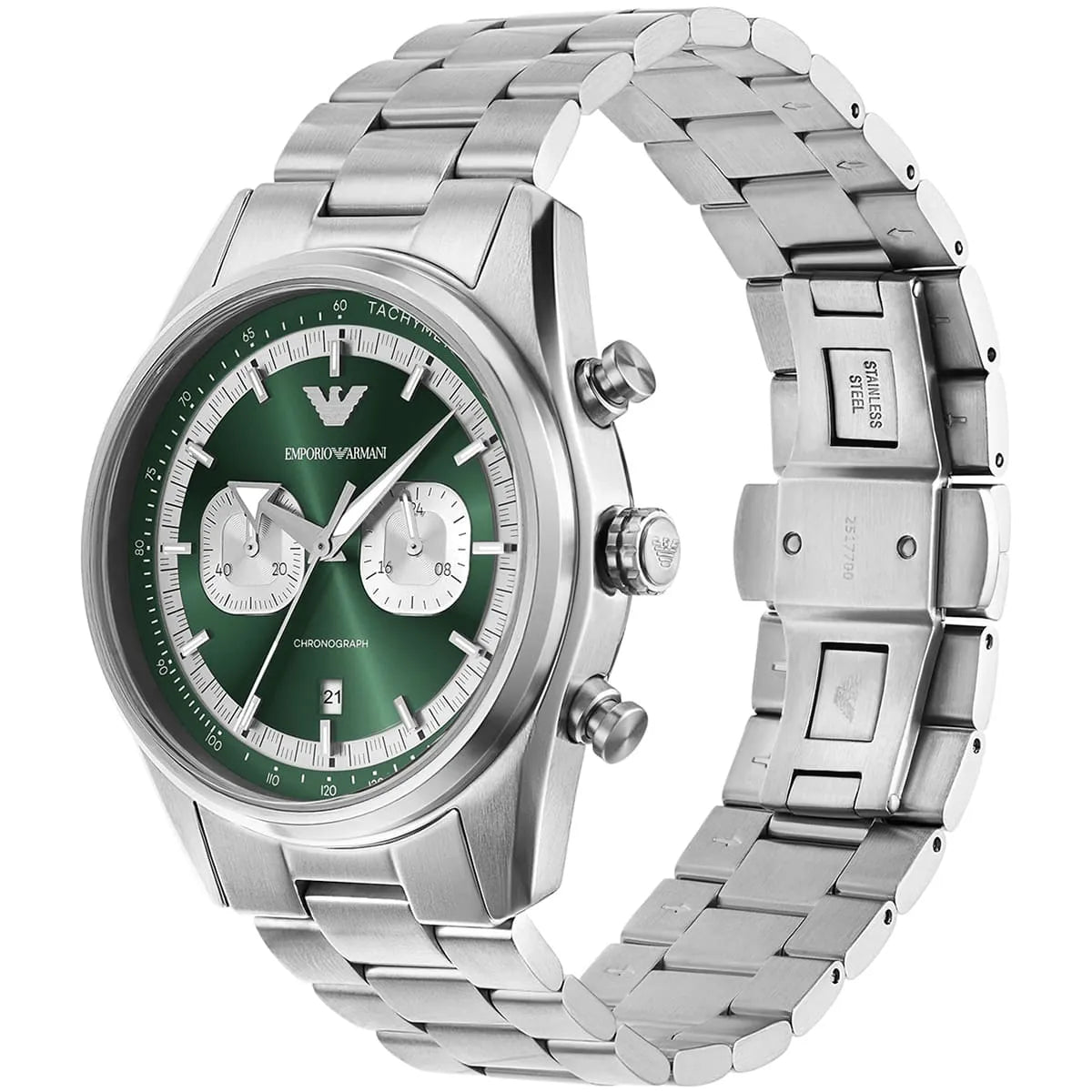 Emporio Armani Racer AR11637 Silver-Tone Green Dial Metal Men's Watch