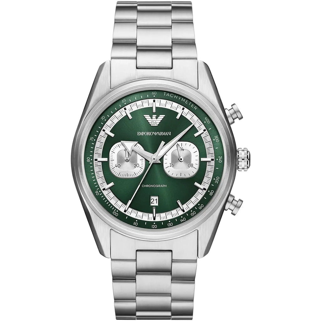 Emporio Armani Racer AR11637 Silver-Tone Green Dial Metal Men's Watch