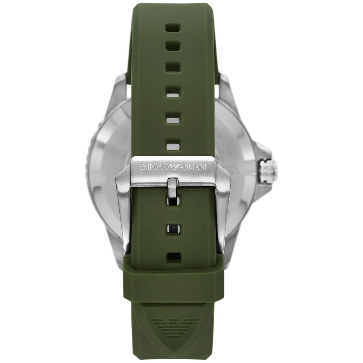 Emporio Armani World Explorer AR11638 Silver-Tone Green Dial Rubber Men's Watch