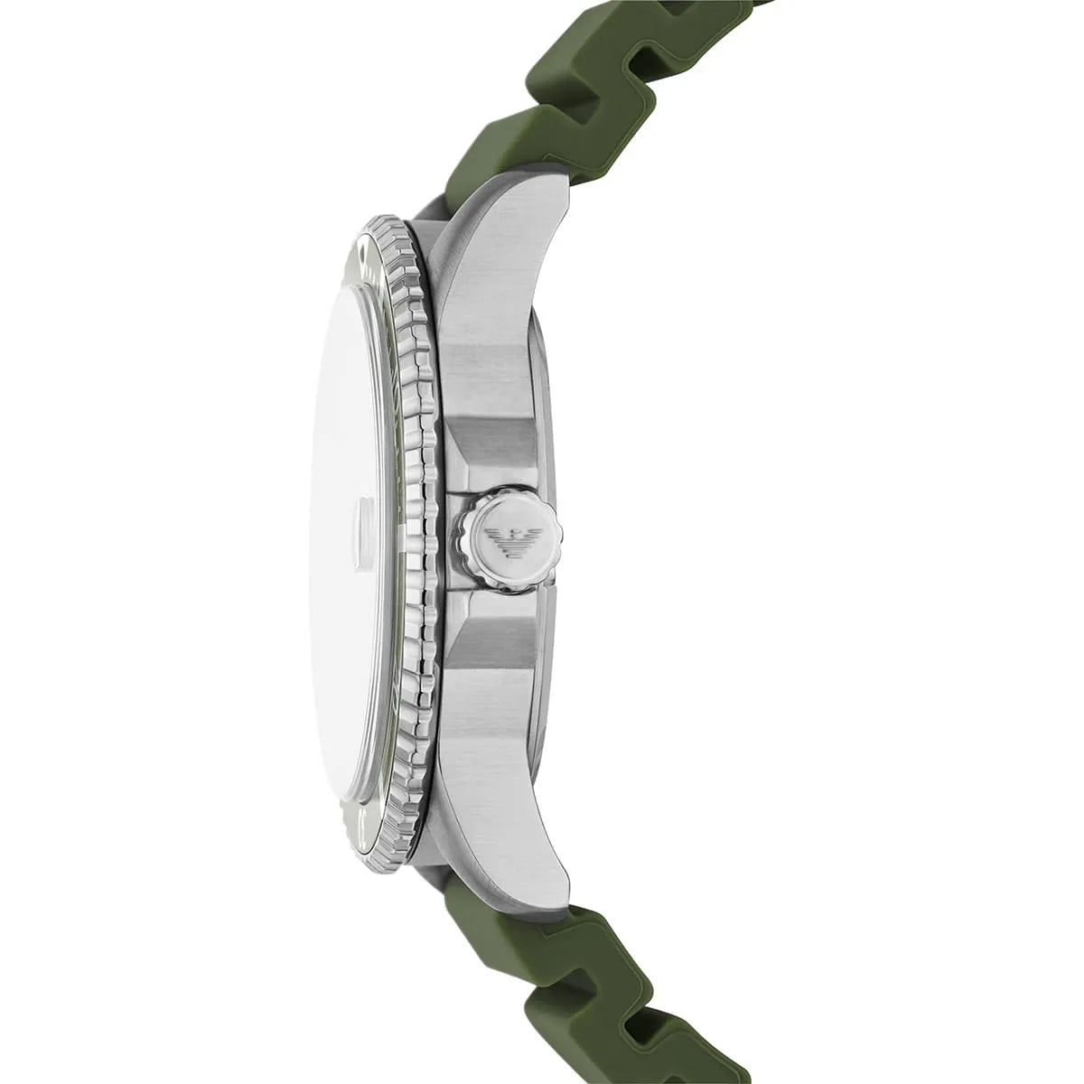 Emporio Armani World Explorer AR11638 Silver-Tone Green Dial Rubber Men's Watch