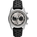 Emporio Armani Racer AR11677 Silver Dial Perforated Leather Men's Watch