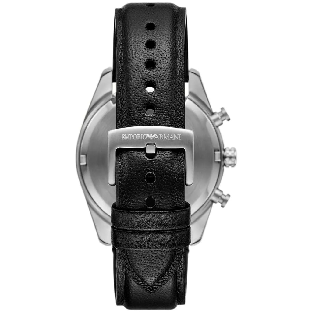 Emporio Armani Racer AR11677 Silver Dial Perforated Leather Men's Watch