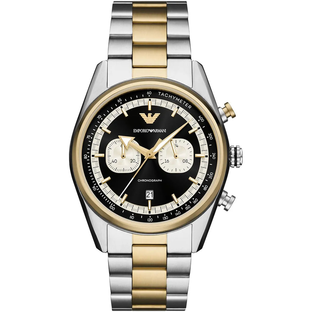 Emporio Armani Racer AR11678 Two-Tone Black Dial Metal Men's Watch