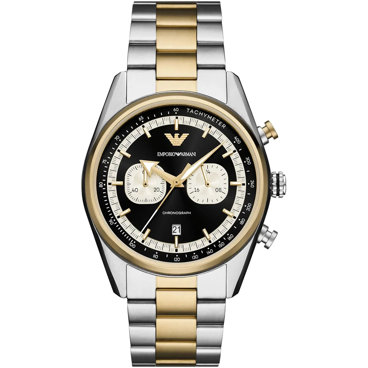 Emporio Armani Racer AR11678 Two-Tone Black Dial Metal Men's Watch