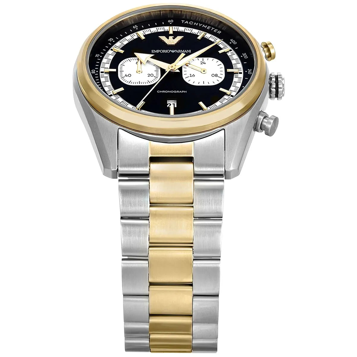 Emporio Armani Racer AR11678 Two-Tone Black Dial Metal Men's Watch